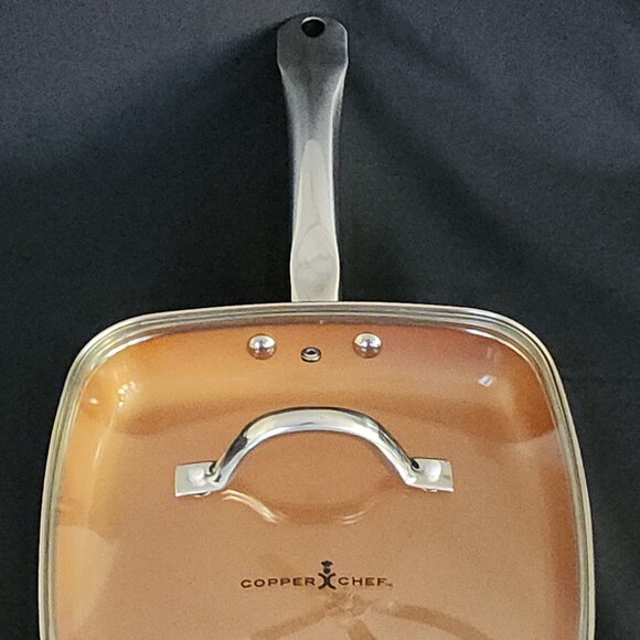 Copper Chef 9.5" Square Skillet/Frying Pan Non-Stick with Vented Lid - Picture 2 of 12